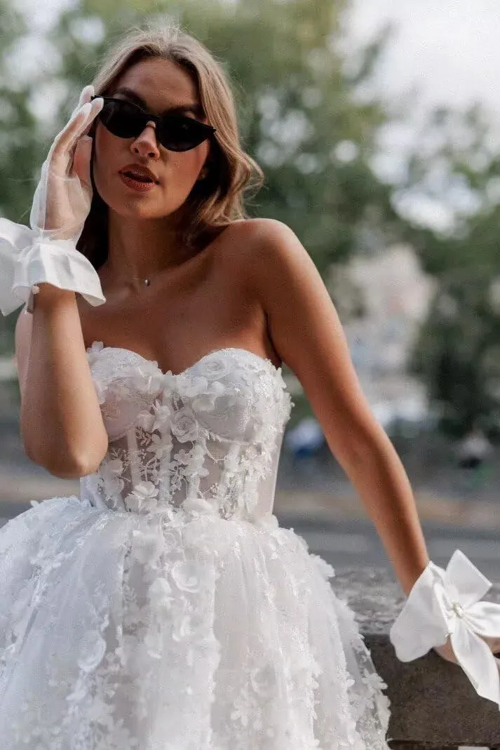 Chady Short Wedding Dresses for Bride 2025 Mini Lace Appliques Beach Bridal Gowns Boho Bridal Shower Dresses