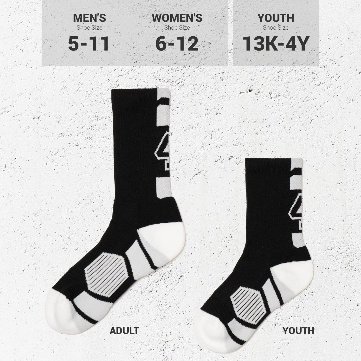 ChalkTalkSPORTS Custom Team Socks | Choose Your Number | Youth & Adult Performance Socks - Black