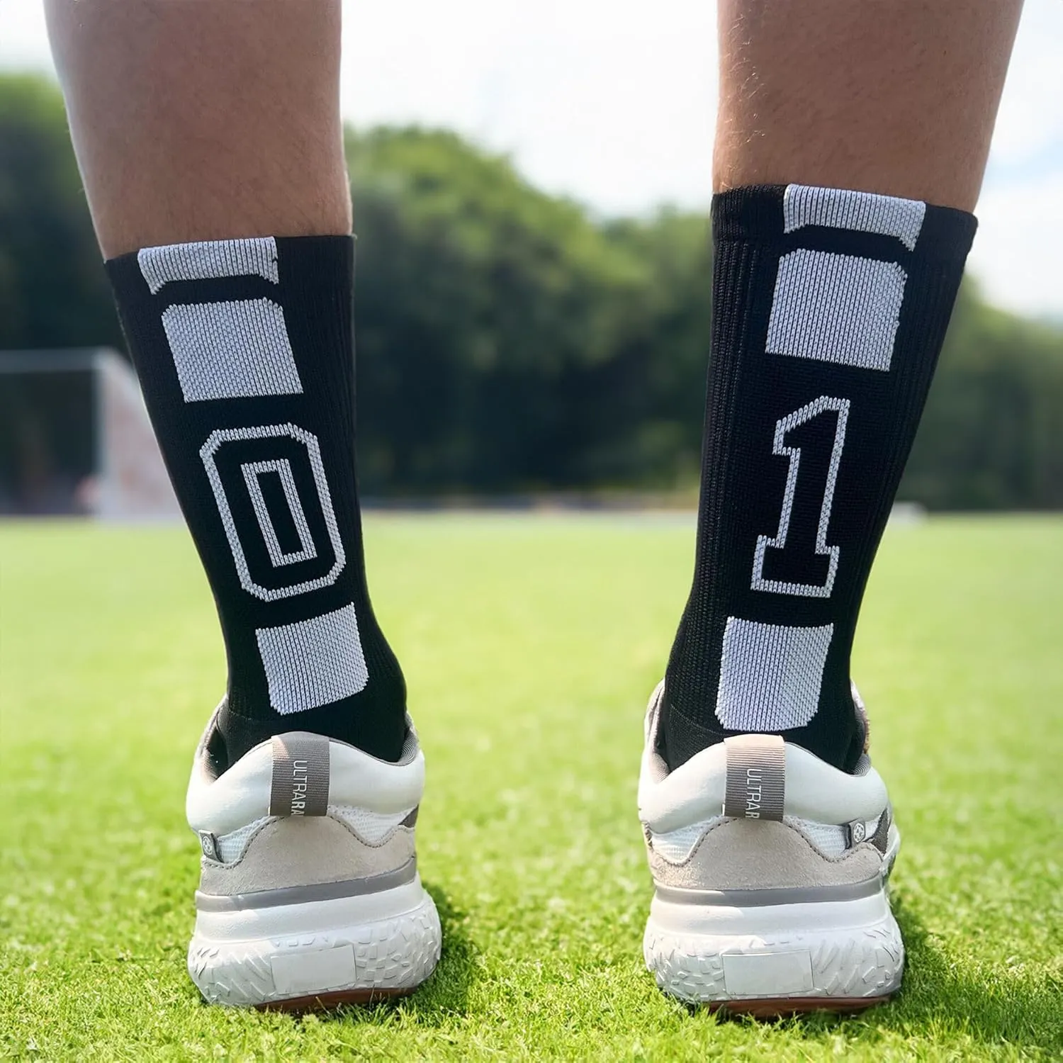 ChalkTalkSPORTS Custom Team Socks | Choose Your Number | Youth & Adult Performance Socks - Black