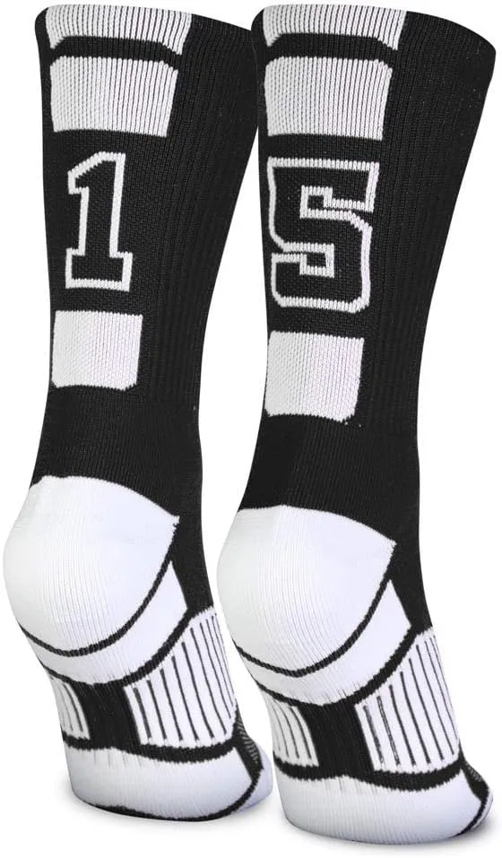 ChalkTalkSPORTS Custom Team Socks | Choose Your Number | Youth & Adult Performance Socks - Black