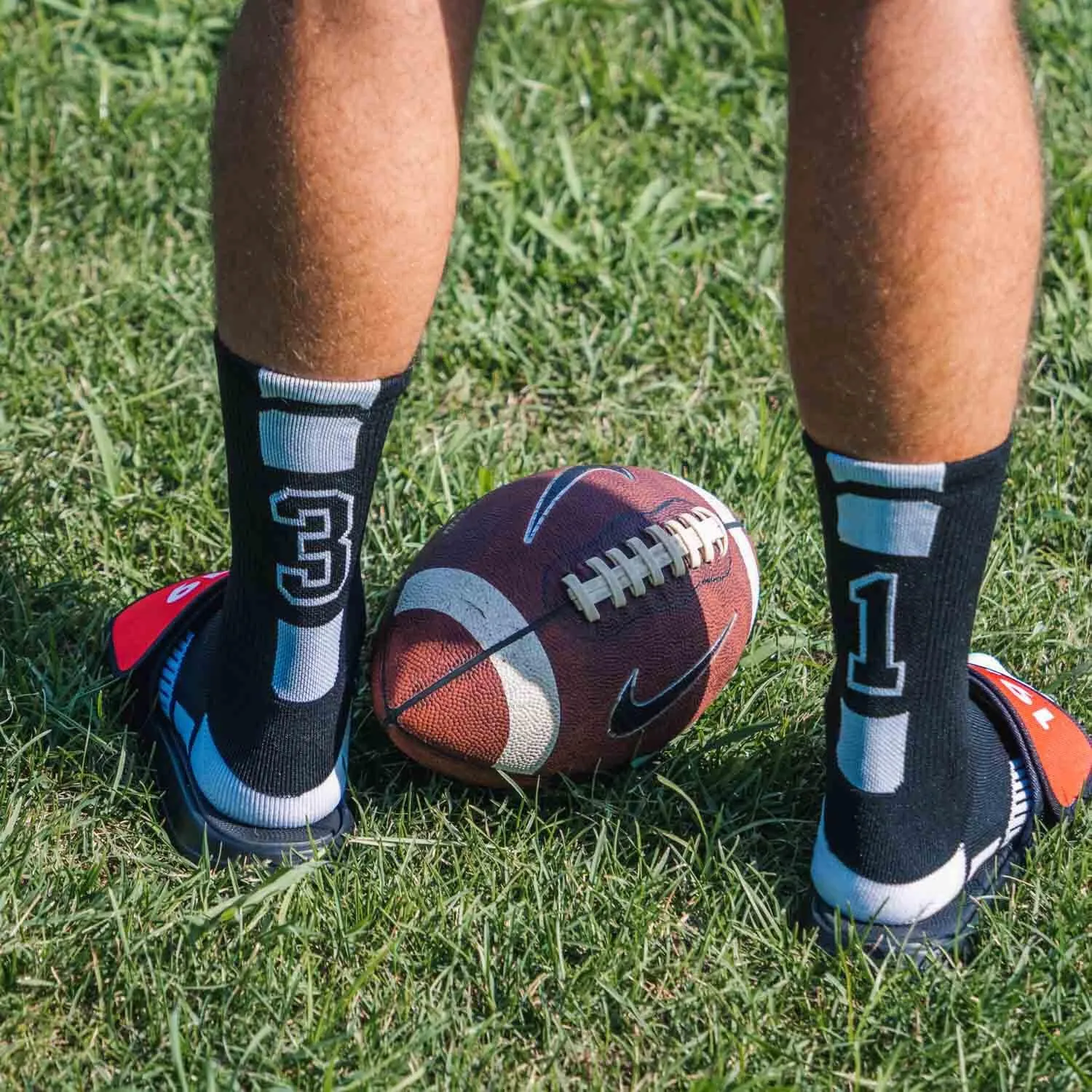 ChalkTalkSPORTS Custom Team Socks | Choose Your Number | Youth & Adult Performance Socks - Black