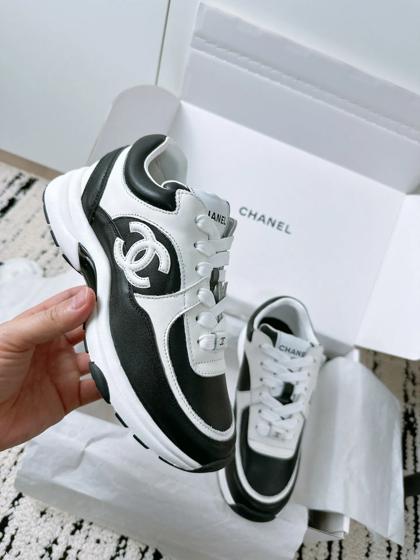 CHANEL Unbeatable price 35mm Soft Mix In 144704 Sneaker Black Cowhide White Limited availability