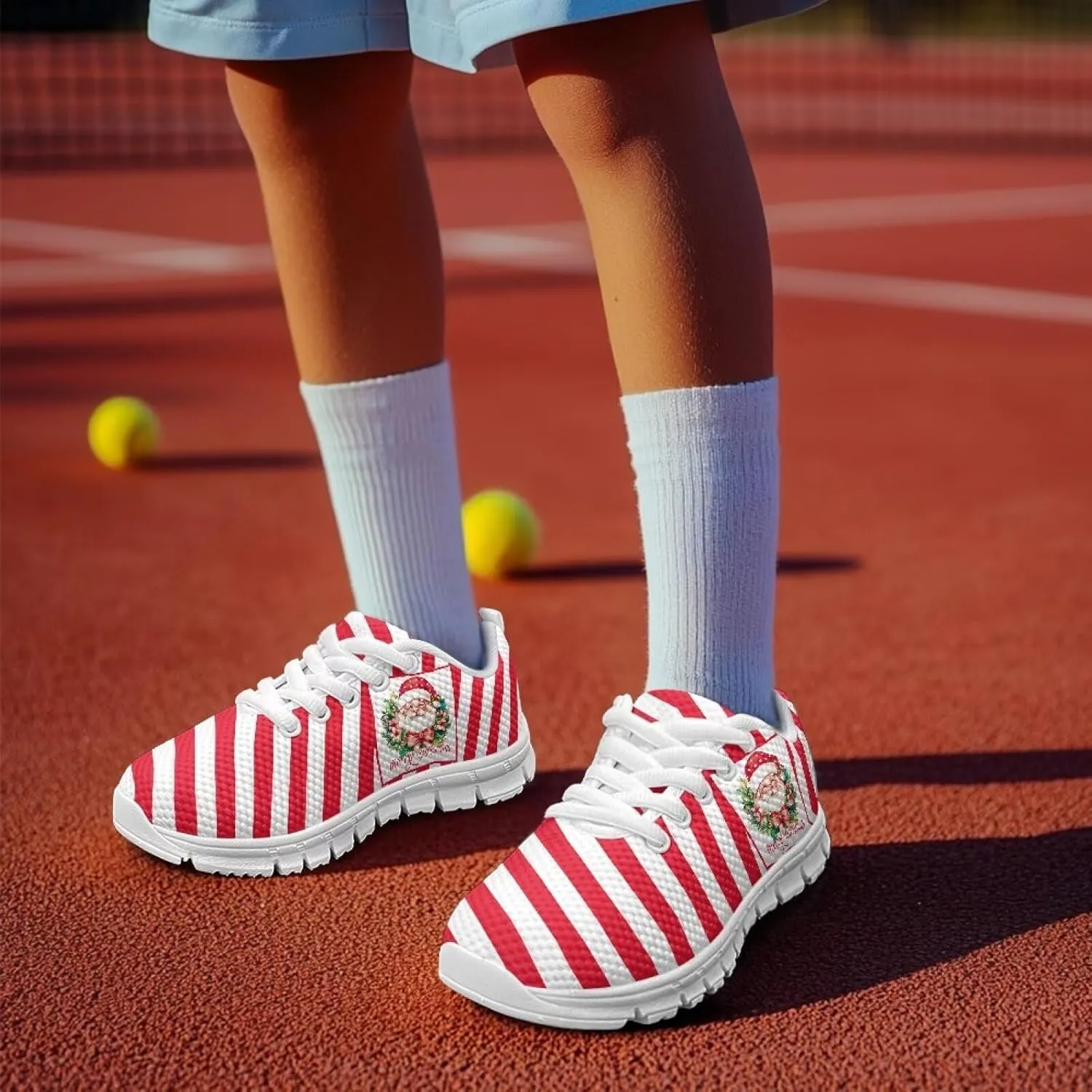 Children's Christmas Sneaker Soft Lightweight Athletic Hiking Shoes for Big Kids Breathable Lace-Up Non-Slip Walking Sneaker for Litter Kids US 11-5