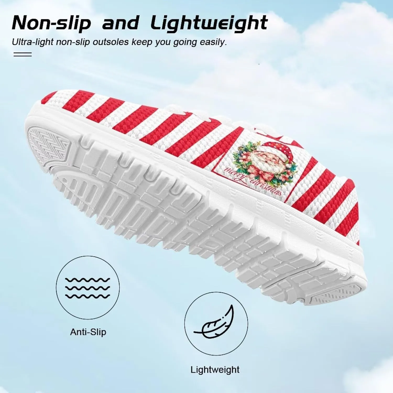 Children's Christmas Sneaker Soft Lightweight Athletic Hiking Shoes for Big Kids Breathable Lace-Up Non-Slip Walking Sneaker for Litter Kids US 11-5
