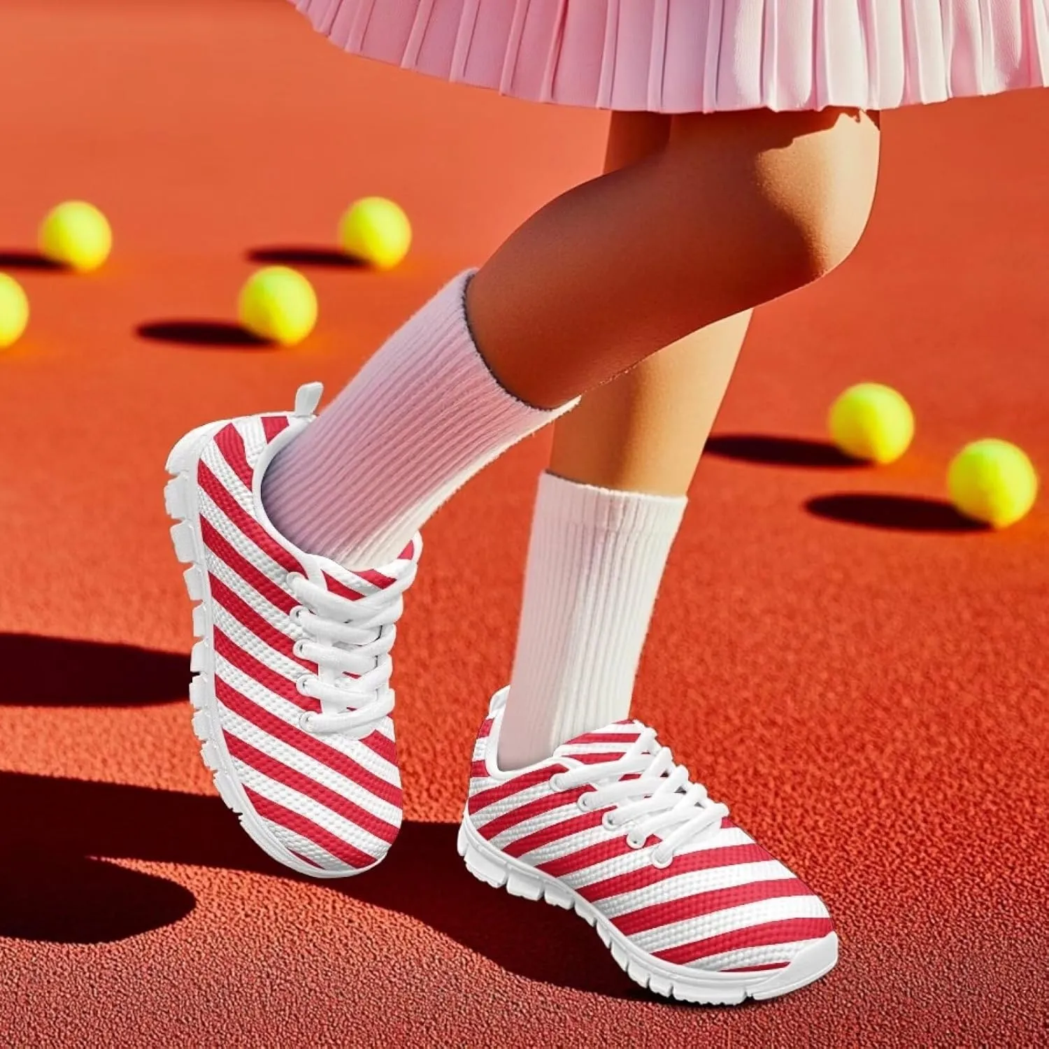 Children's Christmas Sneaker Soft Lightweight Athletic Hiking Shoes for Big Kids Breathable Lace-Up Non-Slip Walking Sneaker for Litter Kids US 11-5