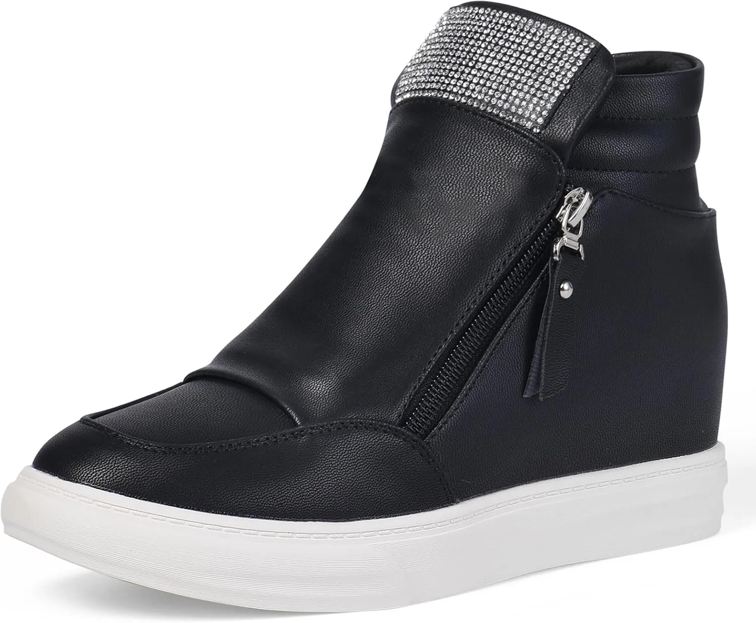 Ckrola Womens Fashion Platform Shoes Hidden Wedge Heel High Top Sneakers for Women Platform Boots Working Shoes Women