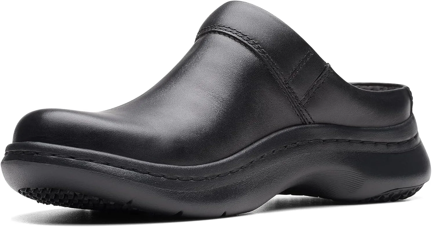 Clarks Unisex ClarksPro Clog Sneaker, Black Leather, 6.5 Wide US Women