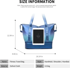 Colorful Travel Duffel Bags - 35L Large Capacity, Dry-Wet Separated, Shoe Compartment. Gym Bag and Travel Bag (blue)