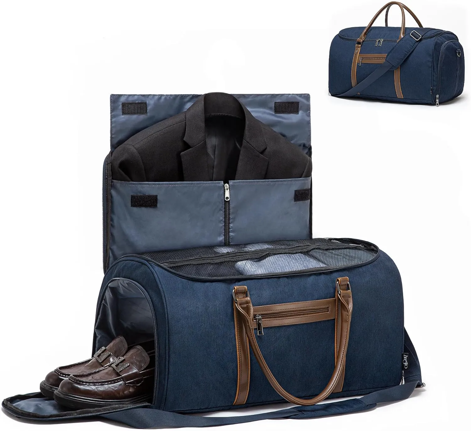 Convertible Garment Bag for Travel, Garment Duffle Bag with Organizer Insert Mesh Bag