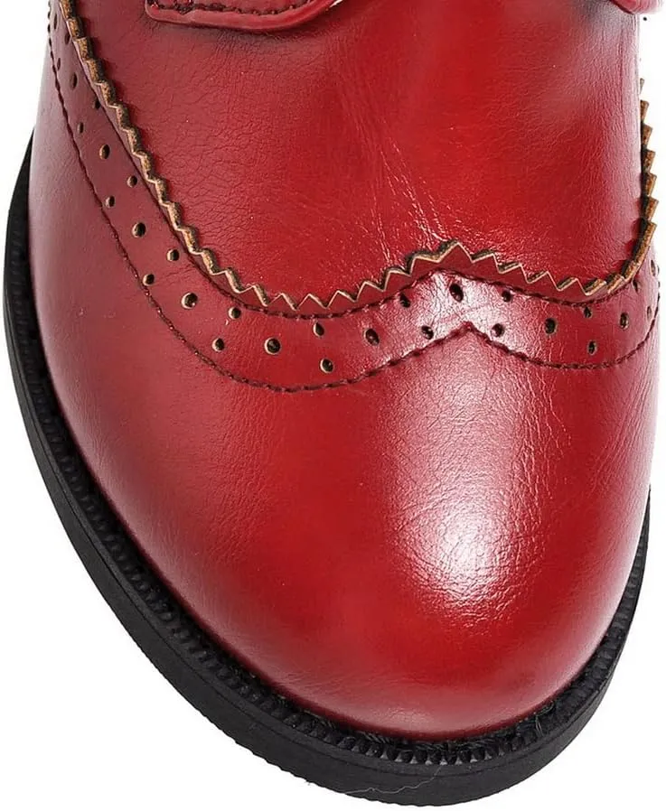 CosyFever Womens DC305 Business Chunky Lace Up Pu Mid Chunky Pumps