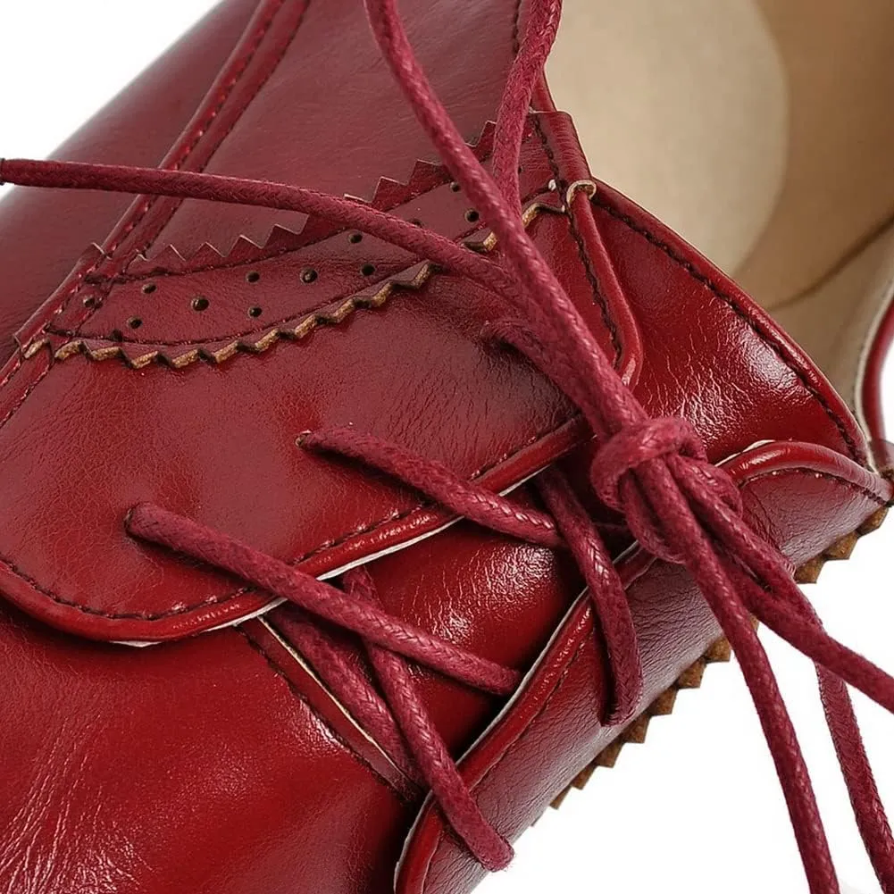 CosyFever Womens DC305 Business Chunky Lace Up Pu Mid Chunky Pumps