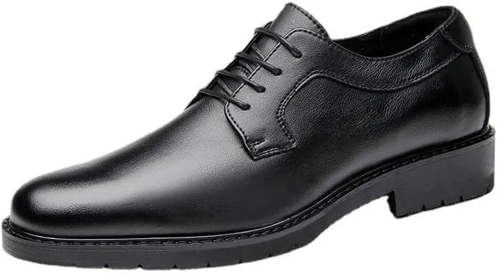 CSCDD Men's Casual Lace-up Formal Leather Shoes Height-Enhancing Comfortable Versatile Suitable for Banquet Office Daily Travel Soft Sole Non-Slip