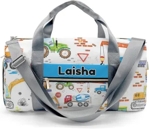 Custom Duffel Bag Sports Construction Trucks Excavator Crane Gym Bag Personalized Gift for Travel Bag