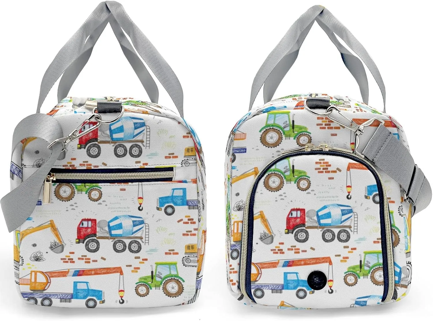 Custom Duffel Bag Sports Construction Trucks Excavator Crane Gym Bag Personalized Gift for Travel Bag