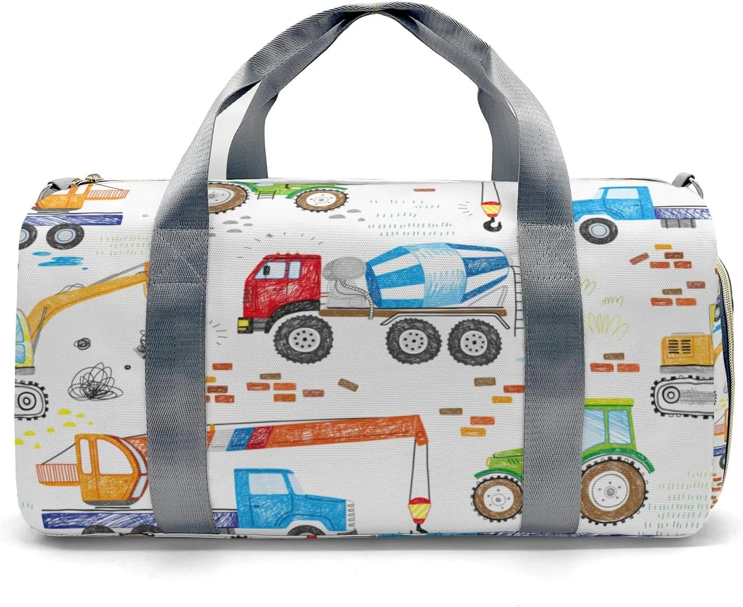 Custom Duffel Bag Sports Construction Trucks Excavator Crane Gym Bag Personalized Gift for Travel Bag