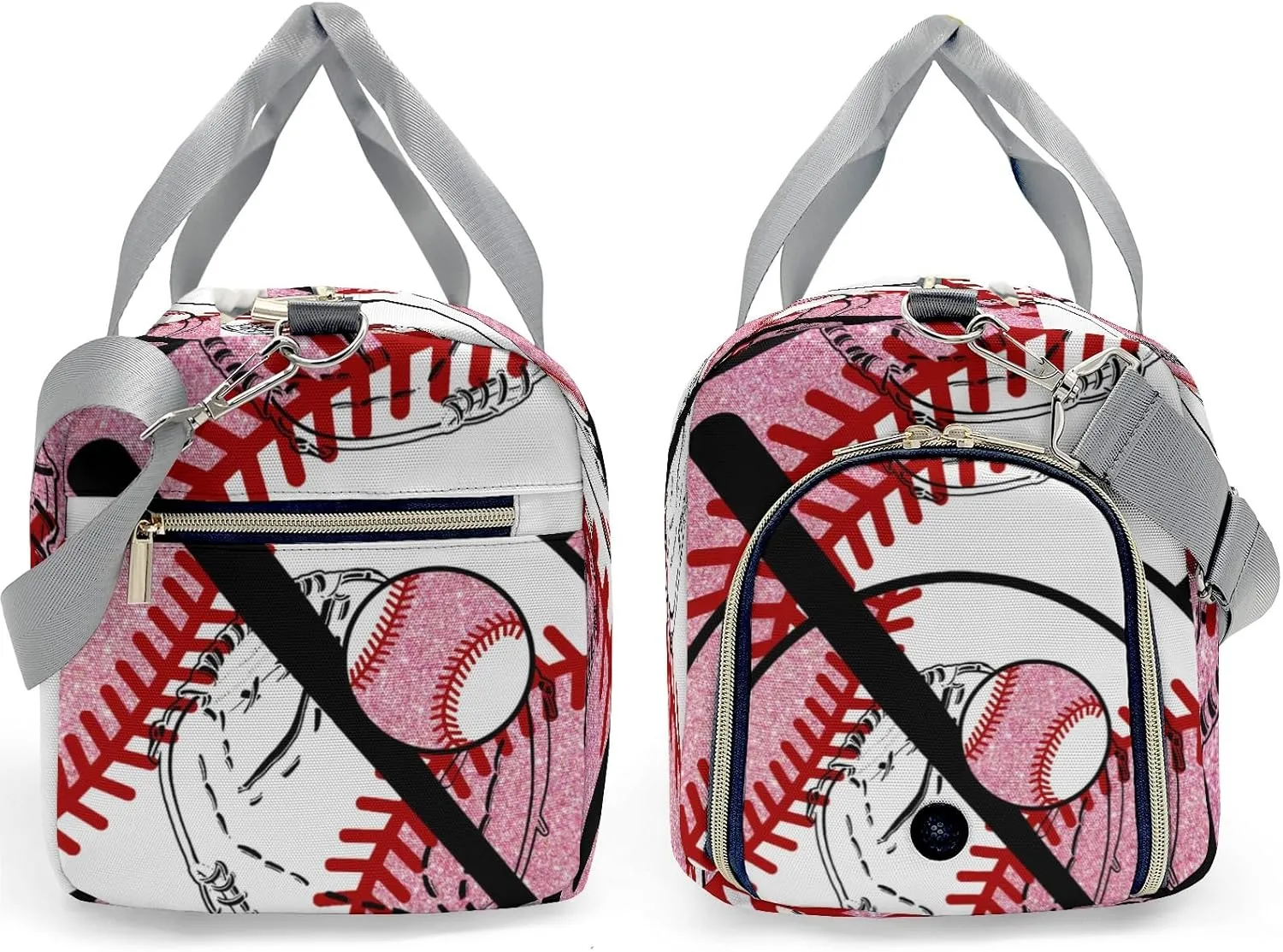 Custom Duffel Overnight Travel Bag for Sports Workout Girls Boys,Baseball Team Player Pink Personalized Duffle Bag Gifts