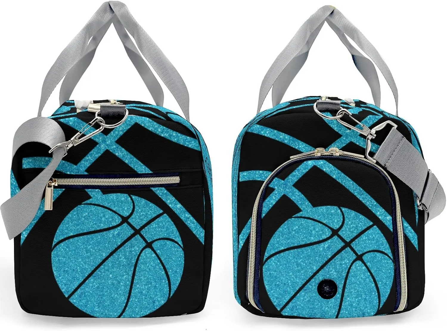 Custom Duffel Overnight Travel Bag for Sports Workout Girls Boys,Basketball Sky Blue Personalized Duffle Bag Gifts