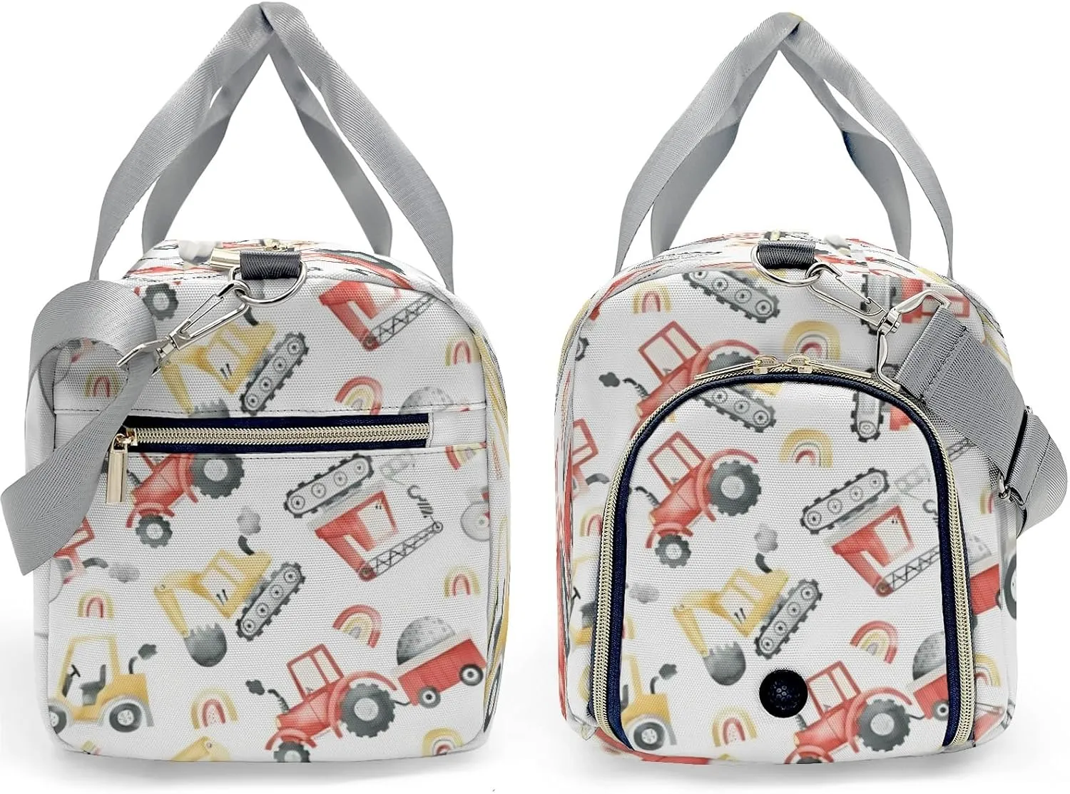 Custom Duffel Overnight Travel Bag for Sports Workout Girls Boys,Crane Excavator Truck Personalized Duffle Bag Gifts