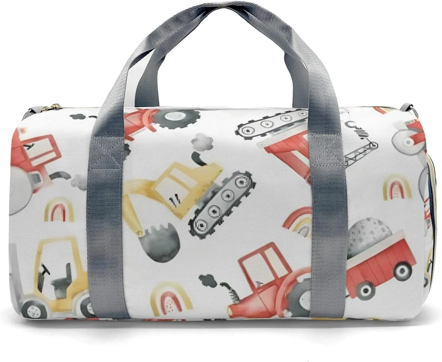 Custom Duffel Overnight Travel Bag for Sports Workout Girls Boys,Crane Excavator Truck Personalized Duffle Bag Gifts