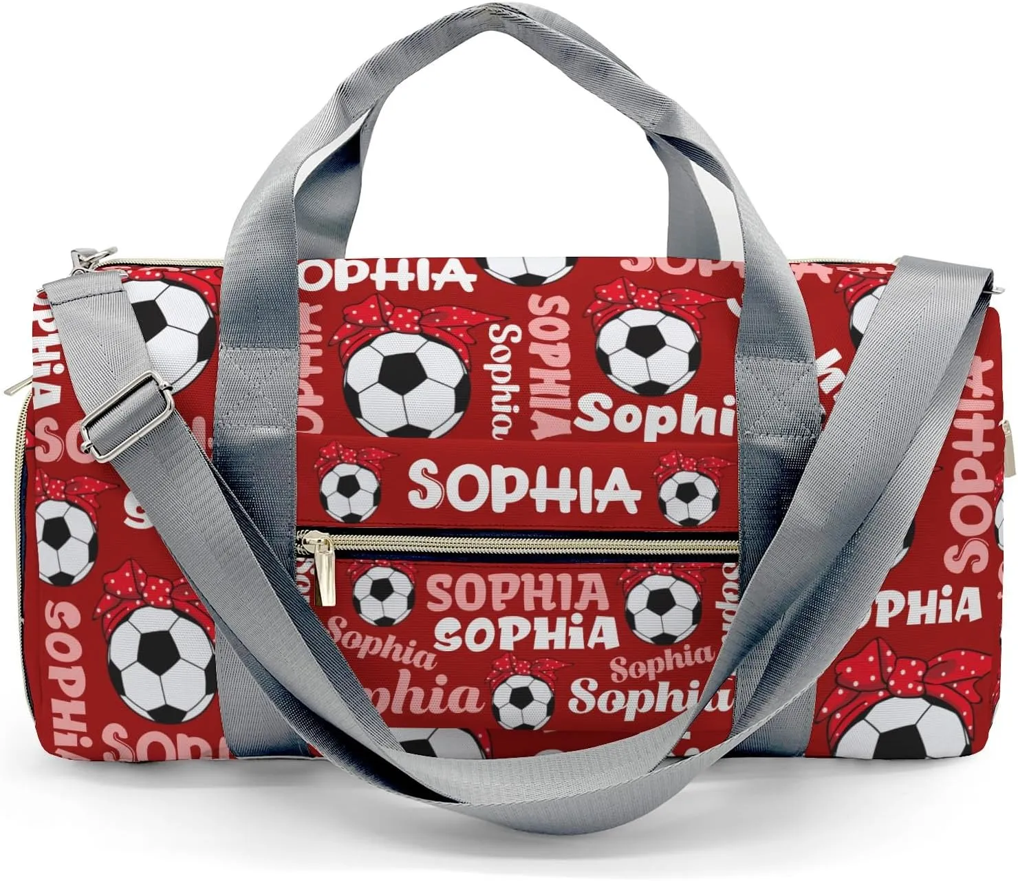 Custom Duffel Overnight Travel Bag for Sports Workout Girls Boys,Soccer Mom Text Red Personalized Duffle Bag Gifts