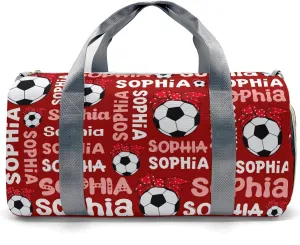 Custom Duffel Overnight Travel Bag for Sports Workout Girls Boys,Soccer Mom Text Red Personalized Duffle Bag Gifts