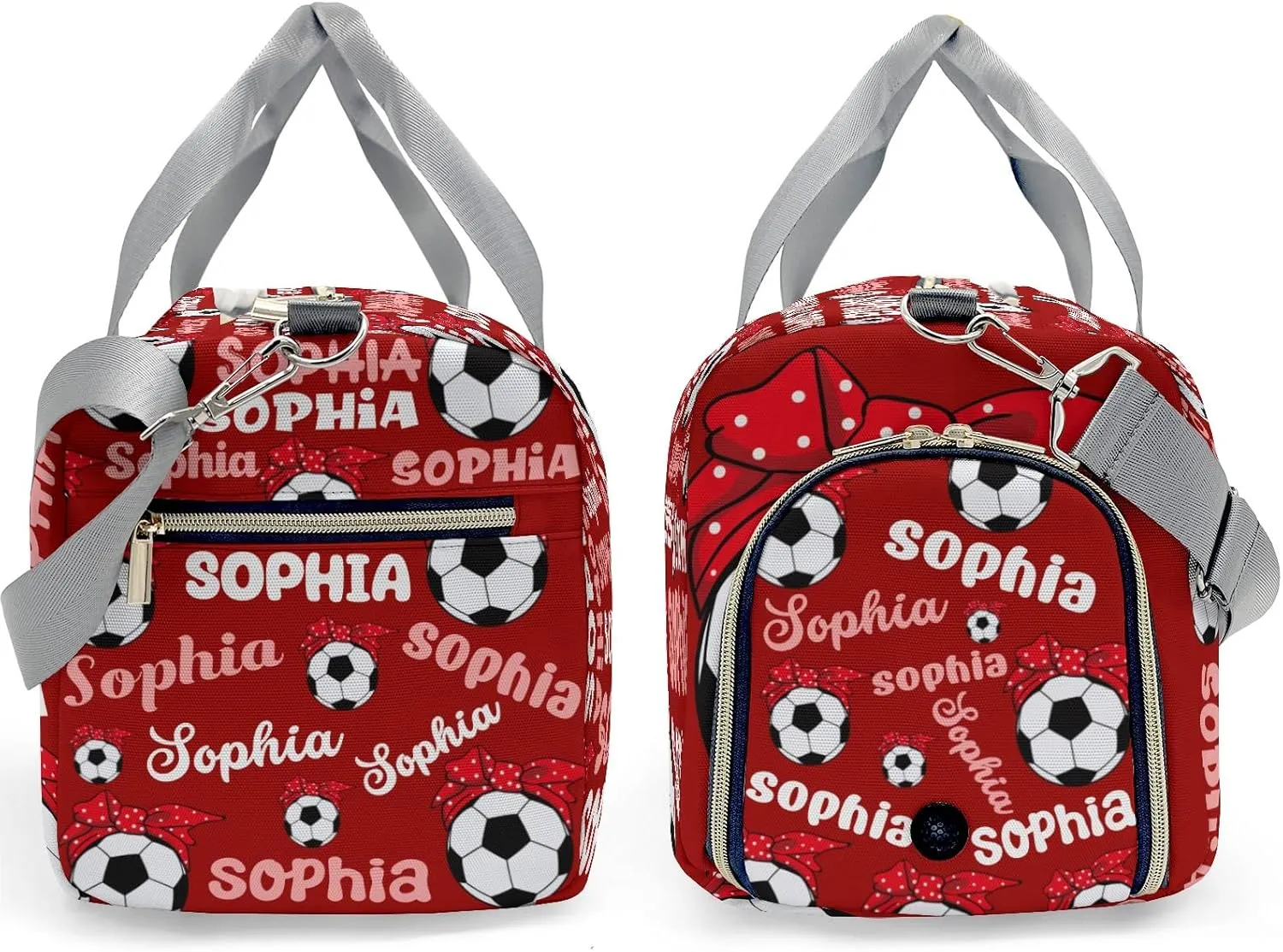 Custom Duffel Overnight Travel Bag for Sports Workout Girls Boys,Soccer Mom Text Red Personalized Duffle Bag Gifts