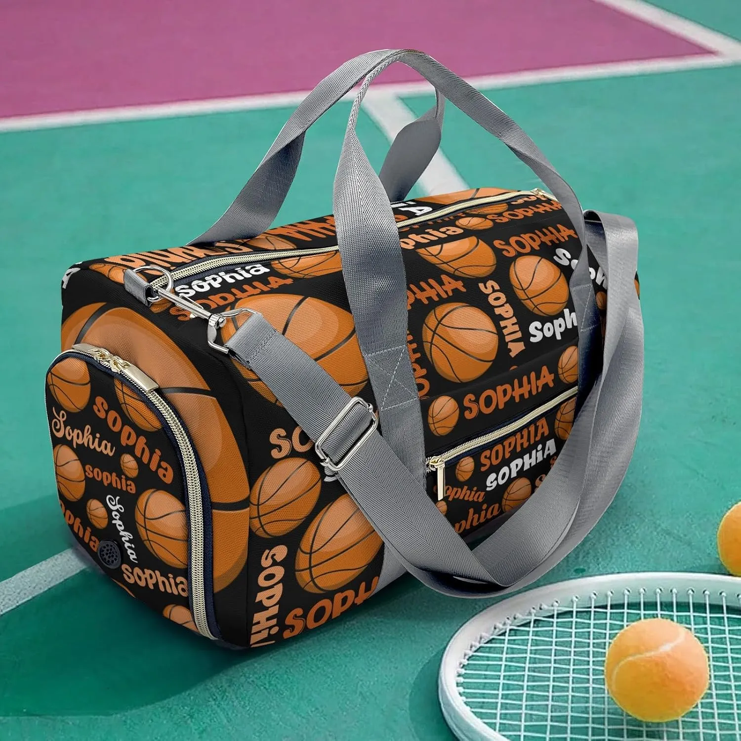 Custom Gift Sport Player Duffel Bag for Basketball Text Travel Weekender Bag,Carry On Bag for Business Trips Sports Bag