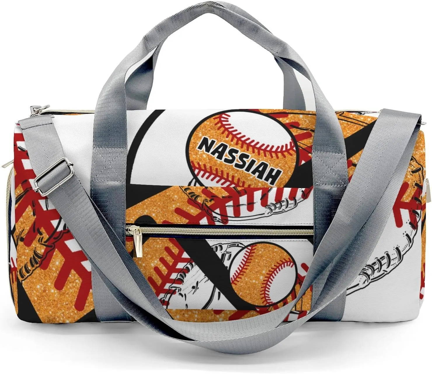 Custon Name Baseball Team Player Orange Gym Sport Yoga Duffel Bag Sport Player Travel Bag,Sport Gym Bag Personalized Gift for Travel Hand Bag Carry on Bag