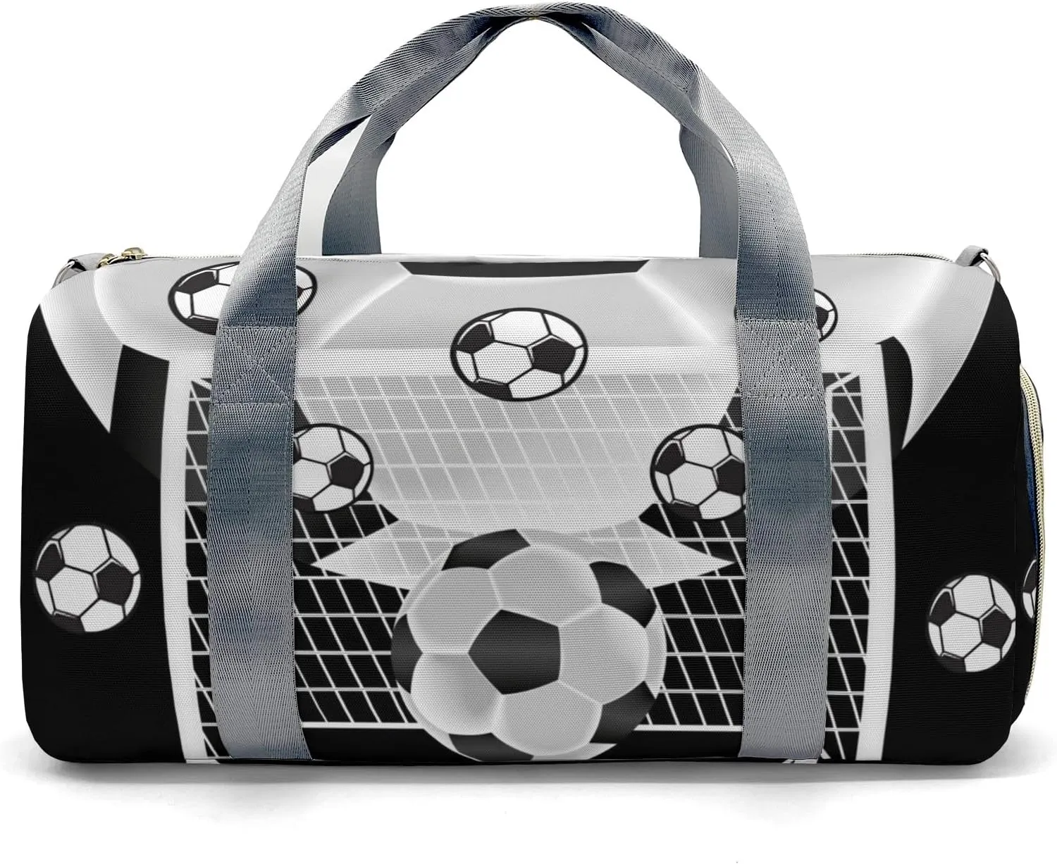 Custon Name Black Sports Soccer Balls Yoga Duffel Bag Sport Player Travel Bag,Sport Gym Bag Personalized Gift for Women Men Travel Hand Bag Carry on Bag