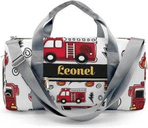 Custon Name Fire Truck Car Cartoon Gym Sport Duffel Bag Sport Player Travel Bag,Personalized Gift for Travel Hand Bag Carry on Bag