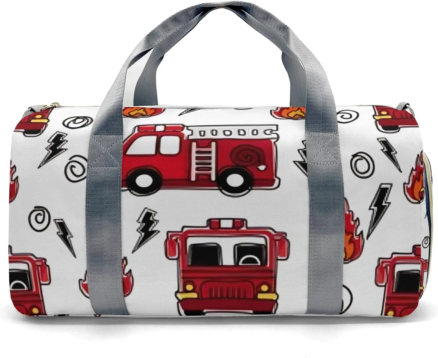 Custon Name Fire Truck Car Cartoon Gym Sport Duffel Bag Sport Player Travel Bag,Personalized Gift for Travel Hand Bag Carry on Bag