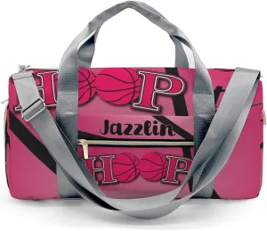 Custon Name Hoop it Basketball Deep Pink Gym Sport Yoga Duffel Bag Sport Player Travel Bag,Sport Gym Bag Personalized Gift for Travel Hand Bag Carry on Bag