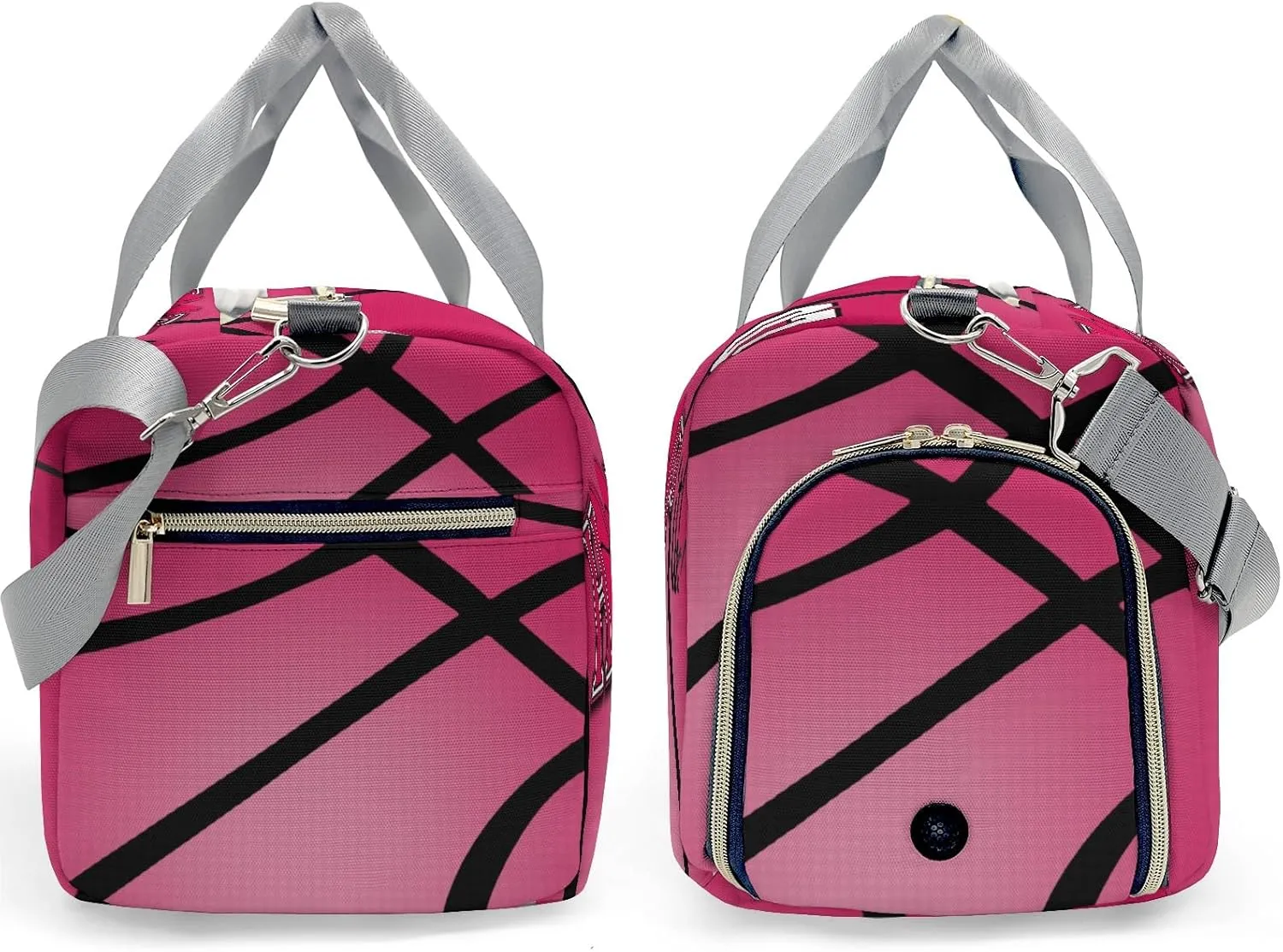 Custon Name Hoop it Basketball Deep Pink Gym Sport Yoga Duffel Bag Sport Player Travel Bag,Sport Gym Bag Personalized Gift for Travel Hand Bag Carry on Bag