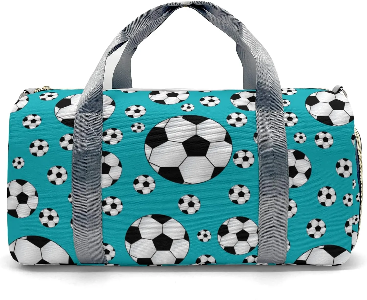 Custon Name Soccer Ball Player Blue Teal Gym Sport Yoga Duffel Bag Sport Travel Bag,Sport Gym Bag Personalized Gift for Travel Hand Bag Carry on Bag