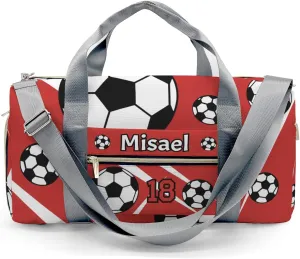 Custon Name Soccer Team Red Gym Sport Yoga Duffel Bag Sport Player Travel Bag,Sport Gym Bag Personalized Gift for Travel Hand Bag Carry on Bag