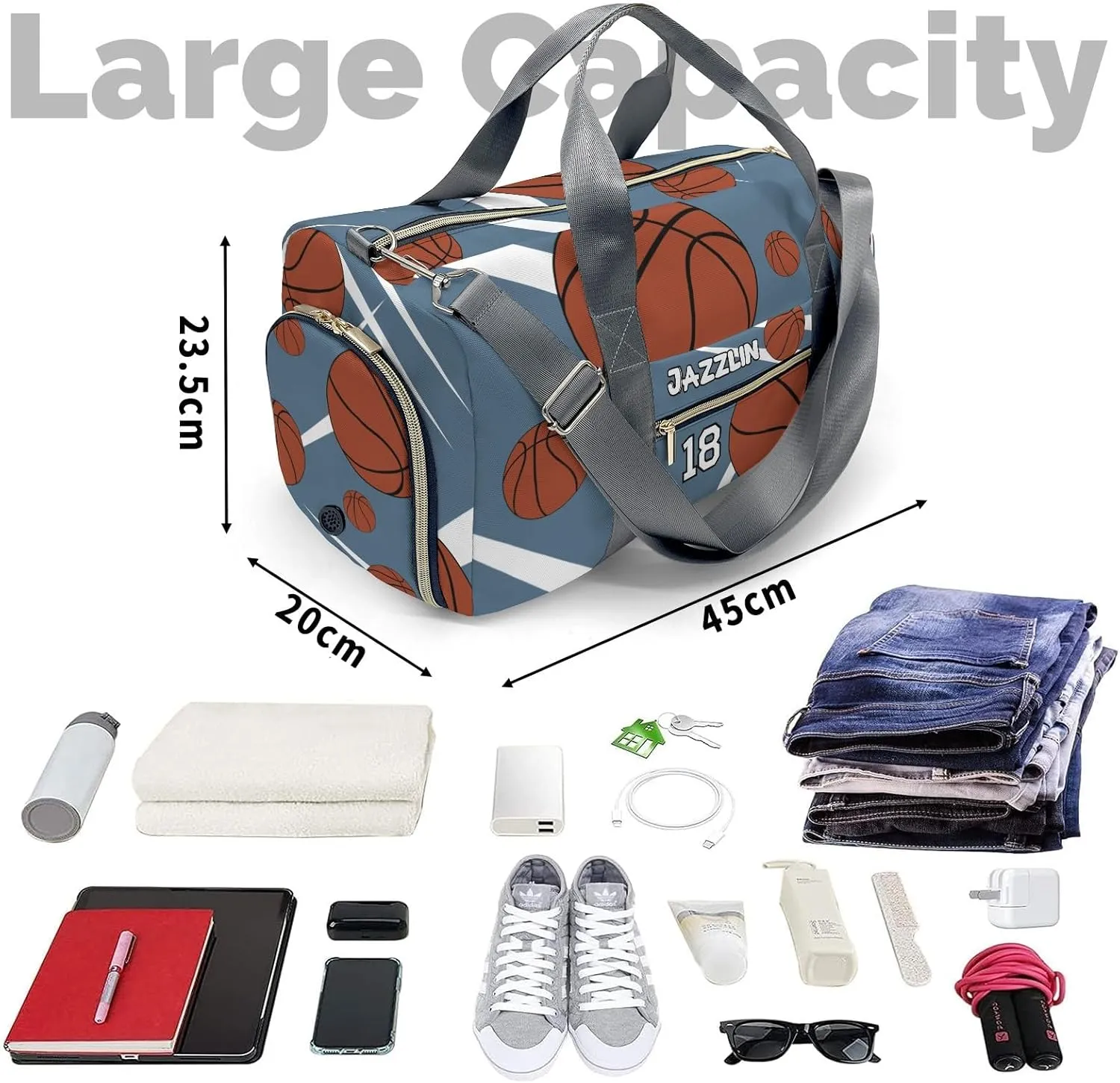 Custon Name Sport Basketball Aegean Gym Sport Yoga Duffel Bag Sport Player Travel Bag,Sport Gym Bag Gift for Travel Hand Bag Carry on Bag