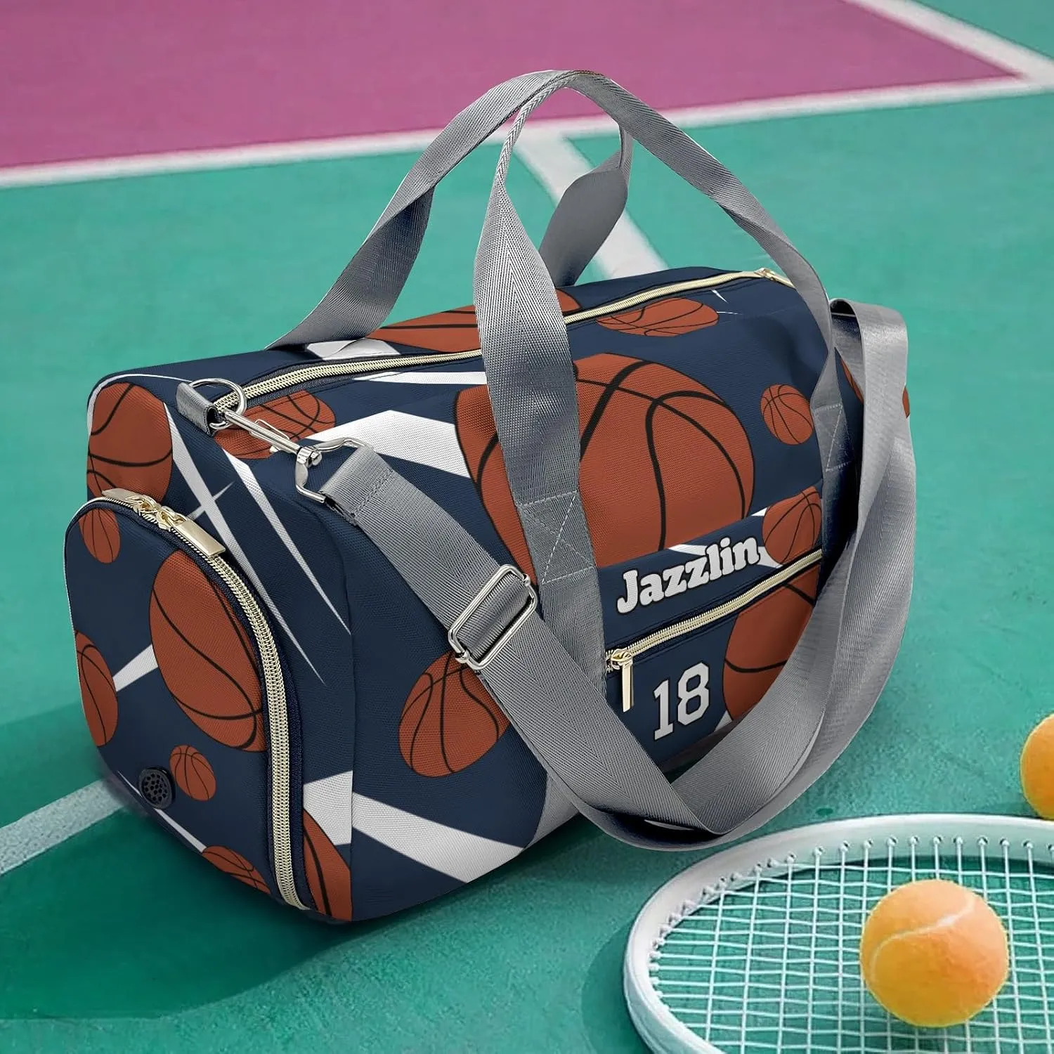 Custon Name Sport Basketball Navy Gym Sport Yoga Duffel Bag Sport Player Travel Bag,Sport Gym Bag Personalized Gift for Travel Hand Bag Carry on Bag
