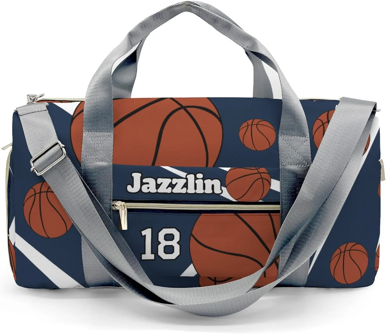 Custon Name Sport Basketball Navy Gym Sport Yoga Duffel Bag Sport Player Travel Bag,Sport Gym Bag Personalized Gift for Travel Hand Bag Carry on Bag