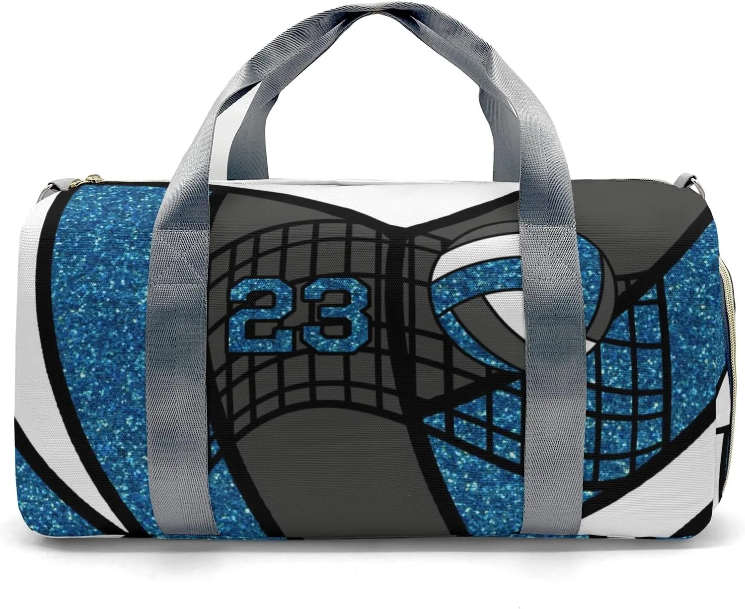 Custon Name Volleyball Glitter Blue Gym Sport Yoga Duffel Bag Sport Player Travel Bag,Sport Gym Bag Personalized Gift for Travel Hand Bag Carry on Bag