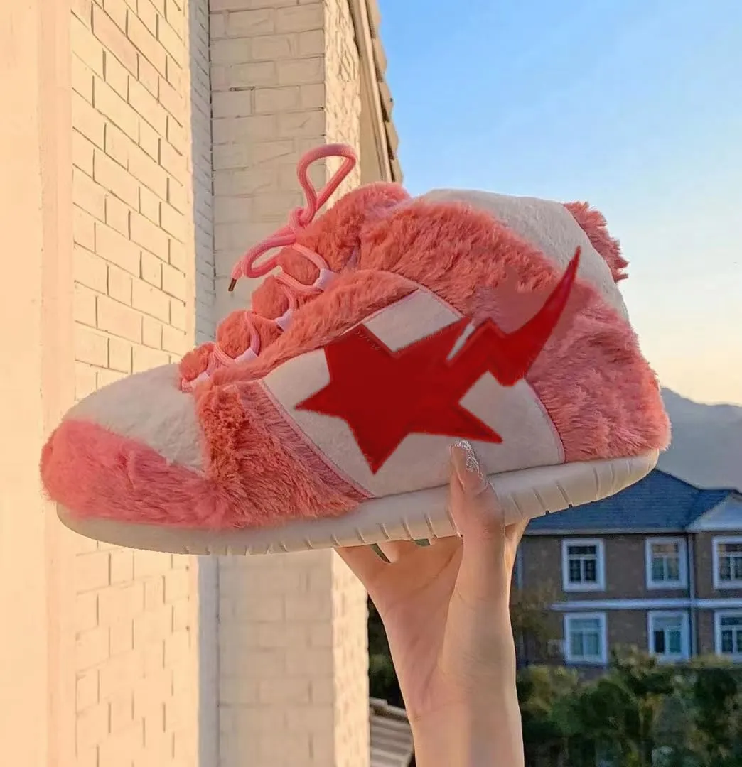 CUTEGAL Sneaker Slippers Comfy Fuzzy Fluffy Memory Foam Slippers Sneaker Slippers Plush Slippers One Size for Women and Men