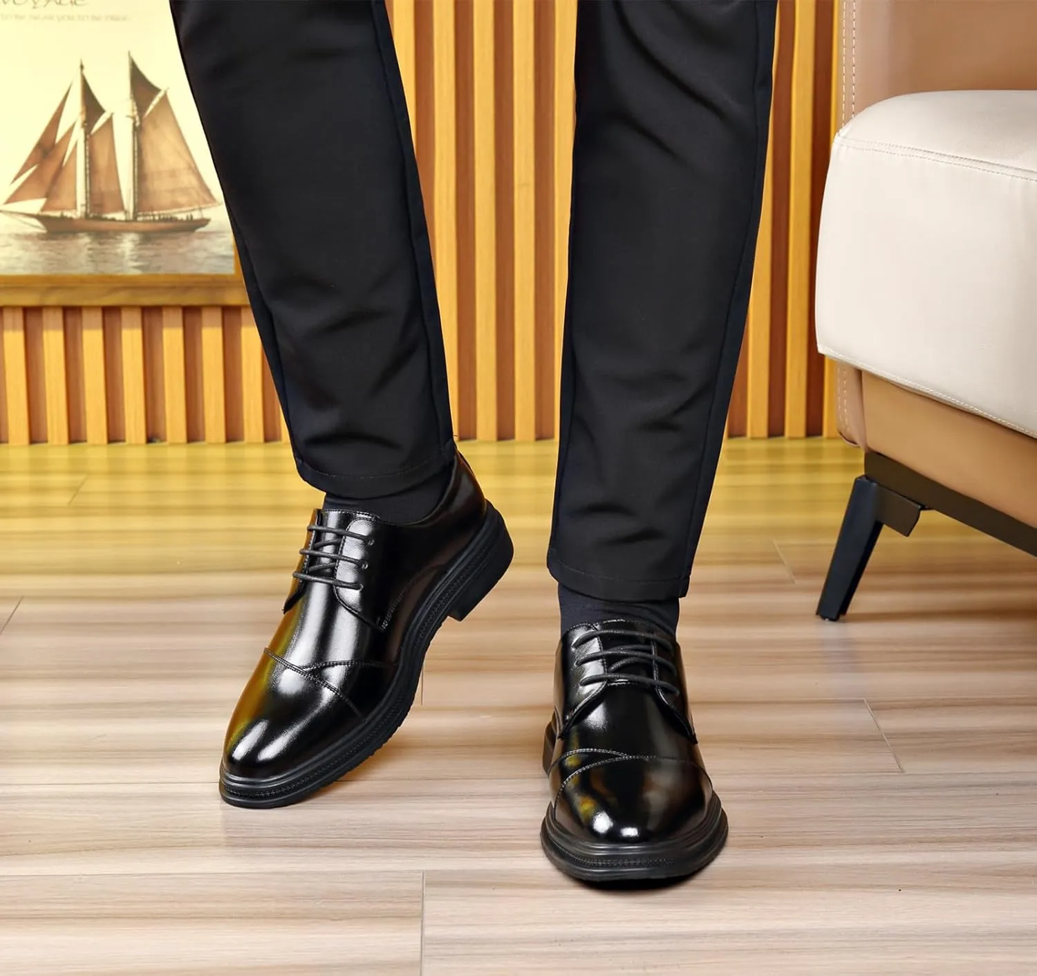 DADAWEN Men's Classic Modern Formal Business Oxford Shoes Lace Up Dress Shoe