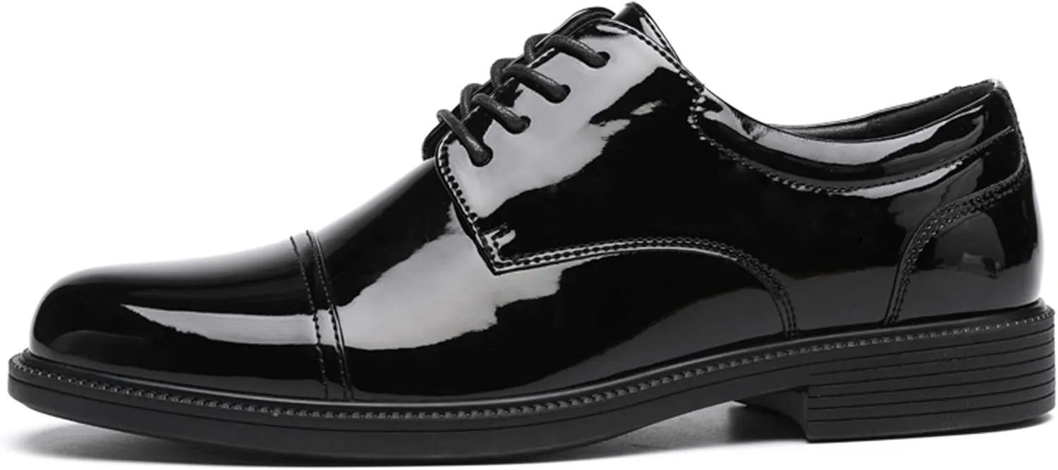 DECARSDZ Mens Classic Formal Oxford Lace-up Patent Leather Tuxedo Wedding Business Dress Shoes