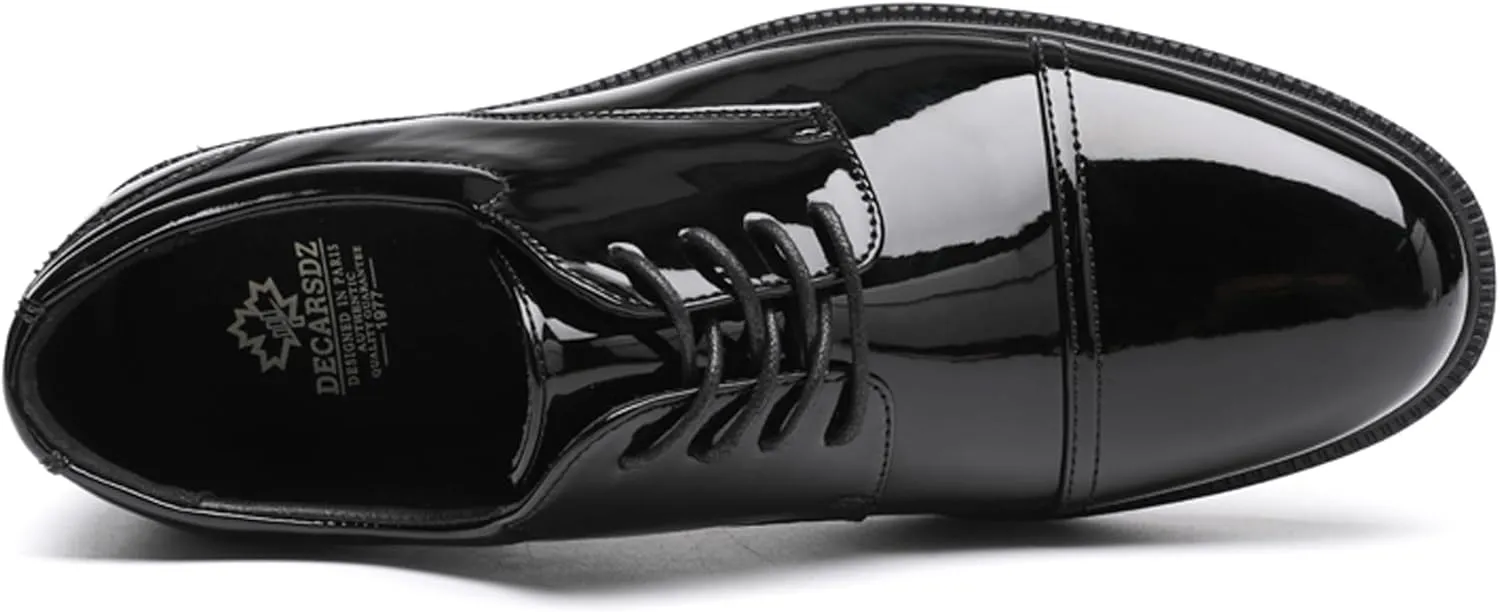 DECARSDZ Mens Classic Formal Oxford Lace-up Patent Leather Tuxedo Wedding Business Dress Shoes