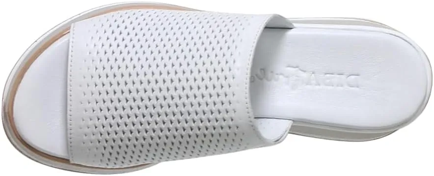 Diba True Womens Pa Cific Perforated Platform Slide Casual Sandals Casual Mid Heel 2-3" - White