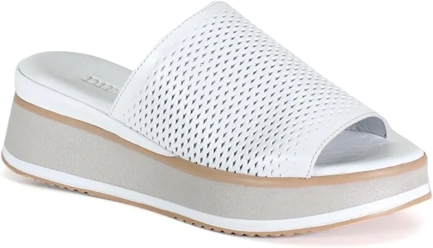 Diba True Womens Pa Cific Perforated Platform Slide Casual Sandals Casual Mid Heel 2-3" - White