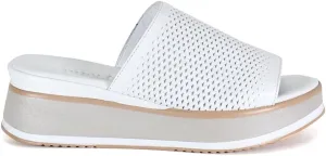 Diba True Womens Pa Cific Perforated Platform Slide Casual Sandals Casual Mid Heel 2-3" - White
