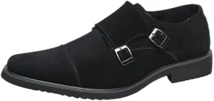 Double Buckle Dress Shoes for Men Business Casual Shoes Suede Leather Shoes Plus Size for Men Wedding Formal Shoes