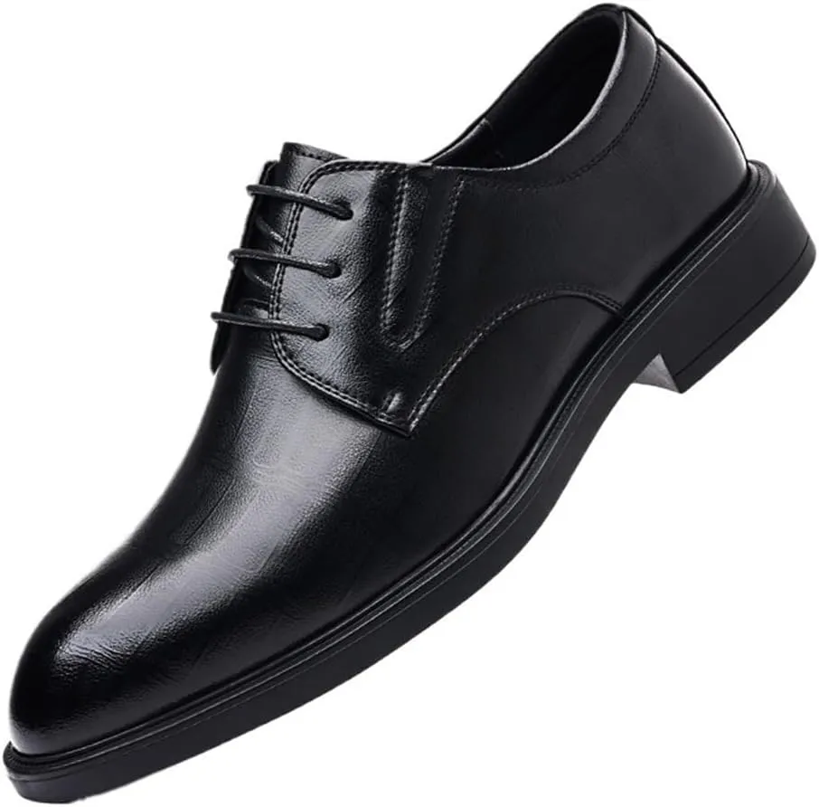 Dress Shoes for Mens Classic Lace Up Evening Plain Toe Vegan Leather Rubber Sole Slip Shoe for Business Office Party Wedding