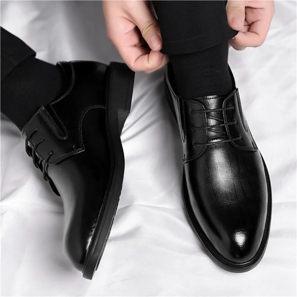 Dress Shoes for Mens Classic Lace Up Evening Plain Toe Vegan Leather Rubber Sole Slip Shoe for Business Office Party Wedding