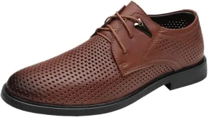 Dress Shoes for Mens Fashion Lace Up Evening Brogue Faux Leather Non Slip Rubber Sole Low Top Casual